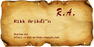 Rikk Arikán névjegykártya